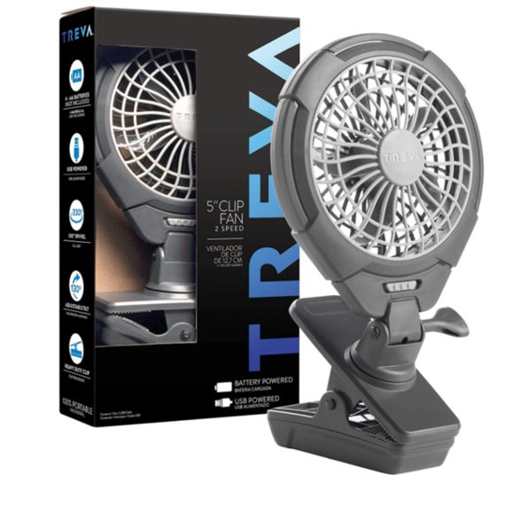 Treva Other - Treva 5" Clip Fan 2-Speed Battery Operated Swivel Tilt New In Box